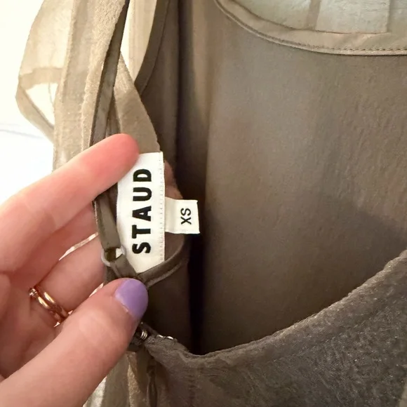 STAUD Calluna ruffled Organza maxi dress  Green - Picture 3 of 4